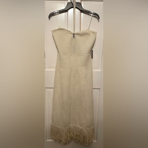NWT Express Ribbed Halter Midi Dress w/ Fringe - Picture 3 of 9